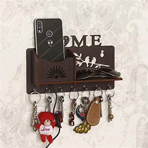 Captiver Engineered Wood Wall Mounted Keys Keychain Ring Holder ( 21 ...