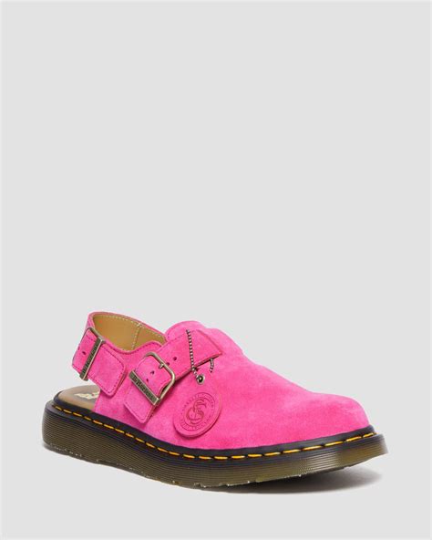 Jorge Made in England Suede Slingback Mules in Pink | Dr. Martens