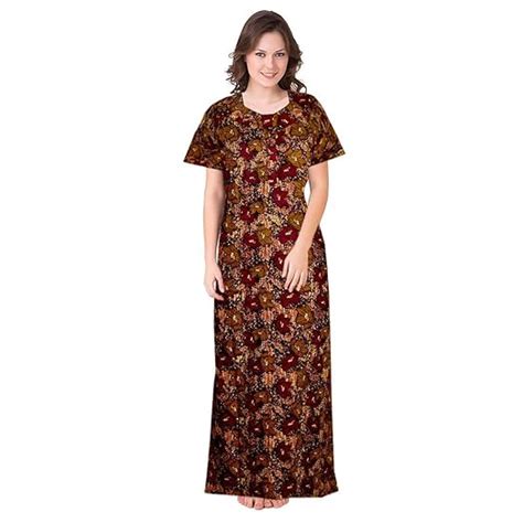 Buy NEGLIGEE Nighty for Women Cotton Printed Maxi Gown Ankle Length ...