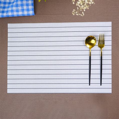 White Striped Table Mats | Set of 2,4,6 – The Golden Theory
