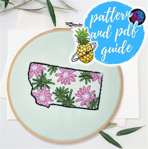 Montana State Embroidery Pattern MT State Flower Hand - Etsy