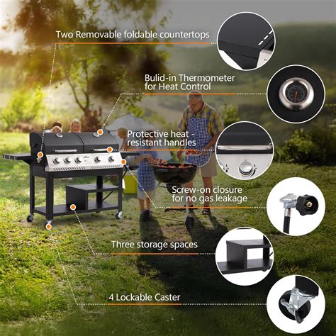 TIMSATIO 5-Burner Propane Gas Grill and Griddle Combo, Dual India | Ubuy
