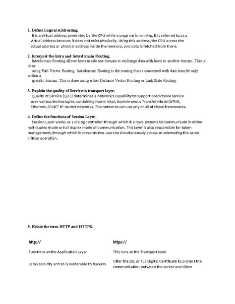 1 - notes - Define Logical Addressing. It is a virtual address ...