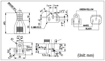 AC Cord-Fixed Length (PSE, UL, CSA)-Double-Ended (3-Nation ...