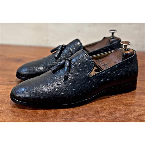Buy Black Ostrich Tassel Loafers