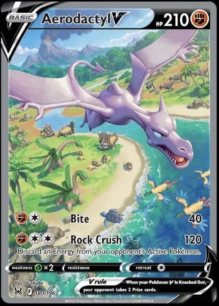 Pokemon - Aerodactyl V - 180/196 Lost Origin Full Alternate Art Card ...