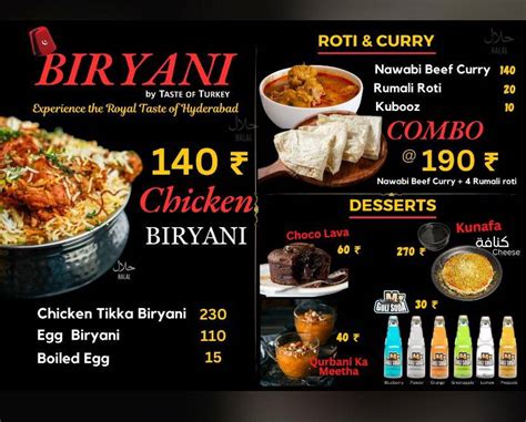 Menu at Taste of Turkey, Chennai