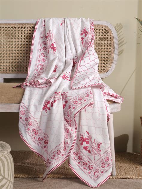 100% mulmul cotton handblock printed dohars or throws – NAMYA LIVING