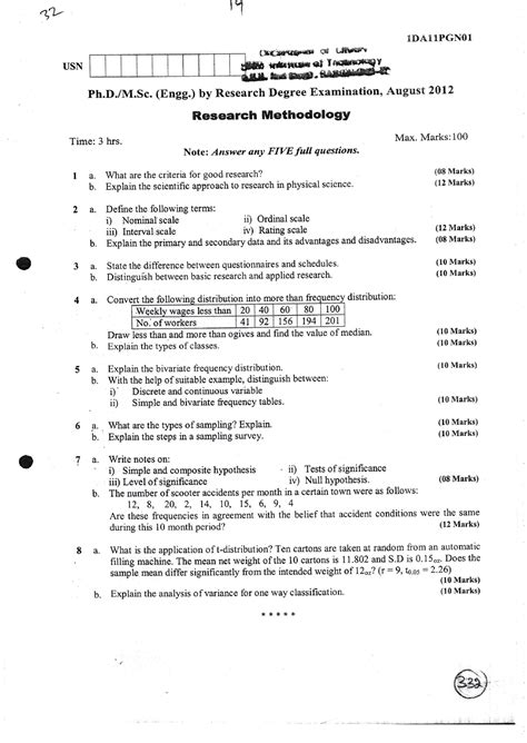 Research methodology - VTU - aT Itr} 'l USN &xeffiM. Ph.D.iM. (Engg ...