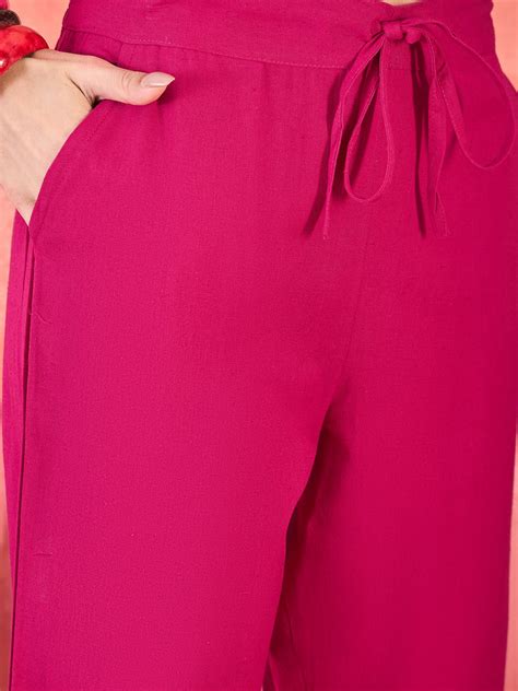 Pure Cotton Mirror Work Straight Kurta With Trouser Kurta Set – Bunaaiwalaa