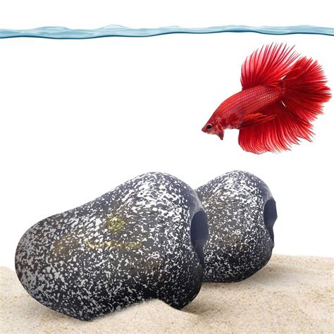 SunGrow Betta Stones, Set of Two Beautiful Resin Aquarium Decorations ...