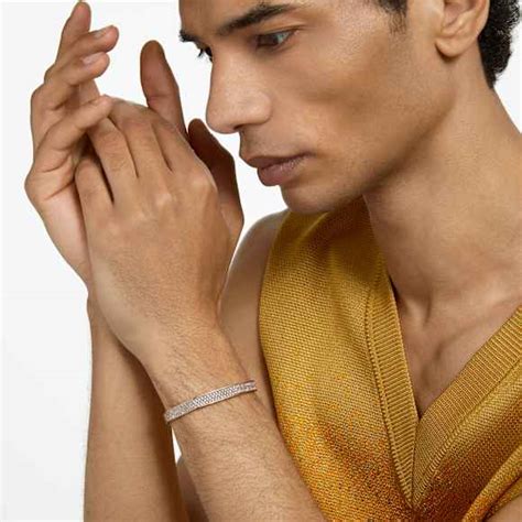 Dextera bangle, Octagon shape, White, Rose gold-tone plated | Swarovski