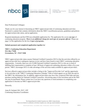 Fillable Online nbcc Approved CE Provider Status - National Board for ...