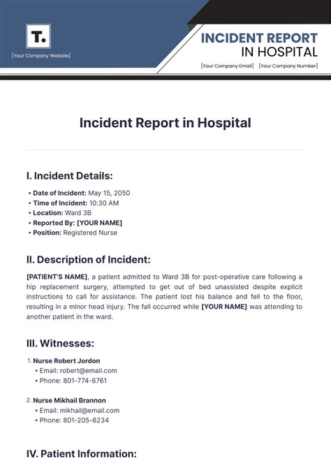 Nursing Incident Report Sample