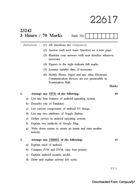 22617 MAD Summer 24 Final Exam Paper on Android OS Concepts - Studocu
