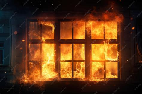 Premium AI Image | Building window on fire