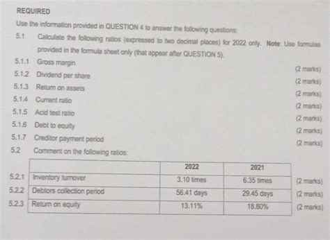 REQUIRED Use the information provided in QUESTION 4 | Chegg.com
