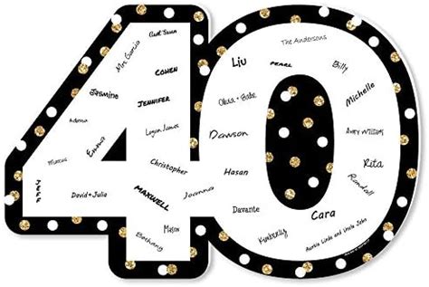 Big Dot of Happiness Adult 40th Birthday - Gold - Guest Book Sign ...