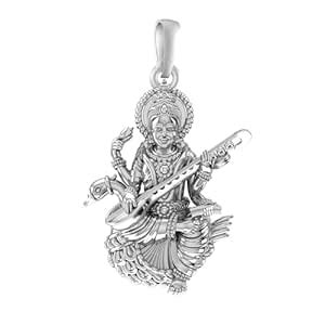 Akshat Sapphire Sterling Silver (92.5% purity) Goddess Maa Saraswati ...