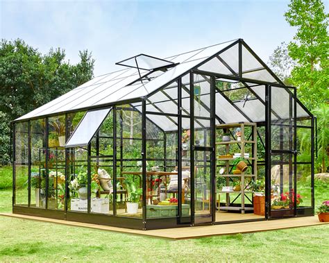 AMERLIFE 12 x 13.5 x 9 ft. Hybrid Polycarbonate Greenhouse- Hobby ...