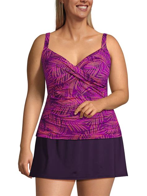 Lands' End Women's Plus Size Chlorine Resistant Wrap Underwire Tankini ...
