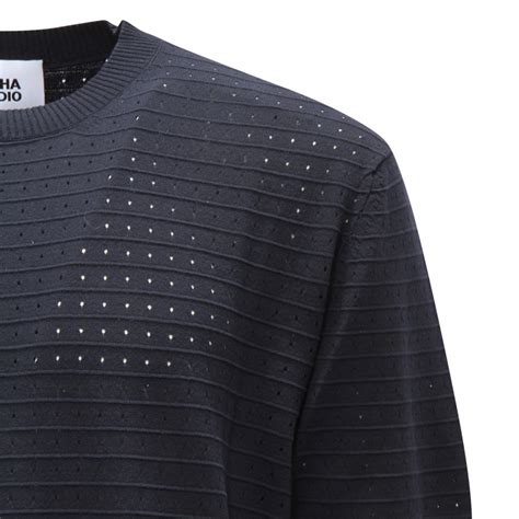 O3610 MAGLIA UOMO ALPHA STUDIO MAN PERFORATED T-SHIRT BLUE