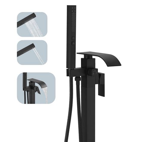 BESy Tub Filler Freestanding Bathtub Faucet Matte Black Floor Mount Tub ...