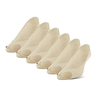 PEDS Women's Extreme Low Cut Peep Toe Liner, 6 Pairs, Nude, Shoe Size ...