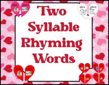 Heart-Two Syllable Rhyming Word Match by Cindy's Treasures | TPT
