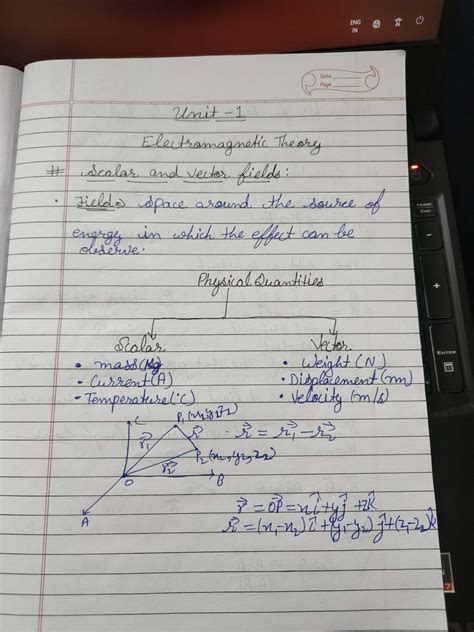 Unit 1 Physics Notes: Electromagnetic Theory and Vector Fields - Studocu