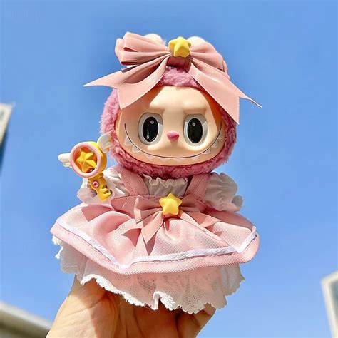 Doll Clothes Suit 7in/17cm Plush Labulabu Doll Clothes Sweet Pink Dress ...