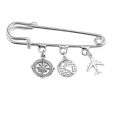 FEELMEM Travel Safety Pin Brooch Compass Airplane India | Ubuy
