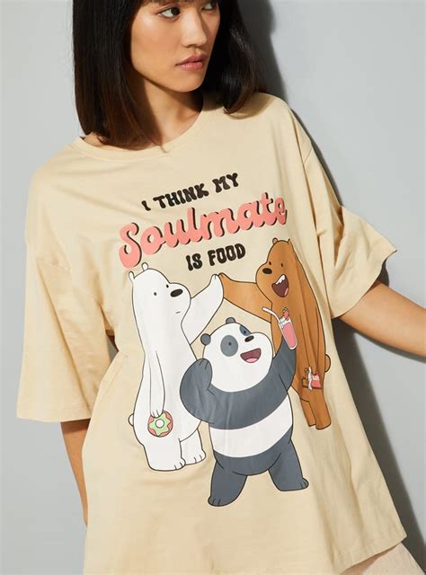 Buy URB_N Women The Bare Bears Printed Oversized T-shirt Online at just ...