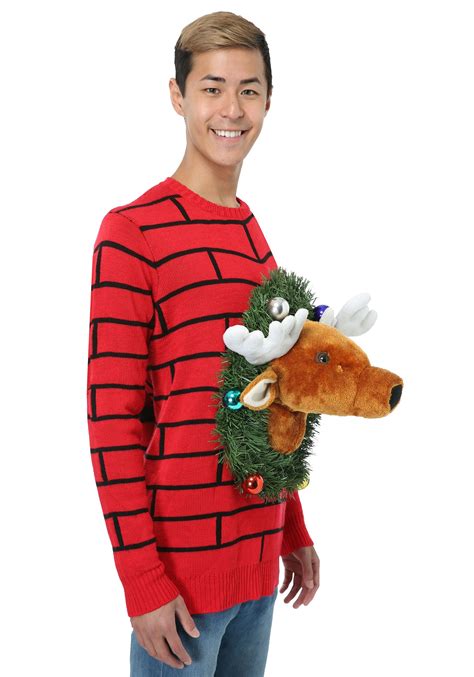 Reindeer Head Ugly Christmas Sweater for Adults