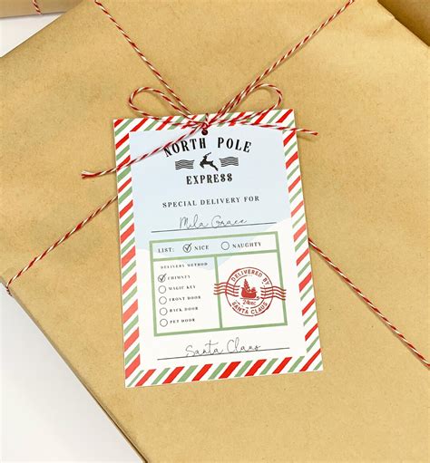 Printable North Pole Special Delivery Gift Tag, Santa's Workshop Gift ...