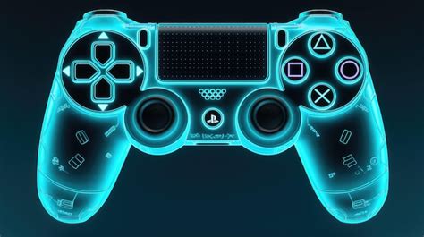 A blue neon playstation controller with the game controller on it. | Premium AI-generated image