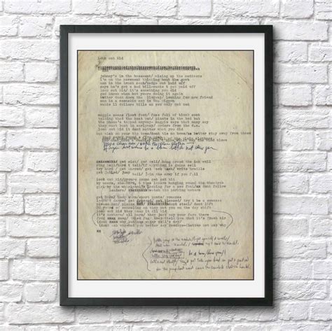 Bob Dylan poster print photo hand written typed song lyrics ...