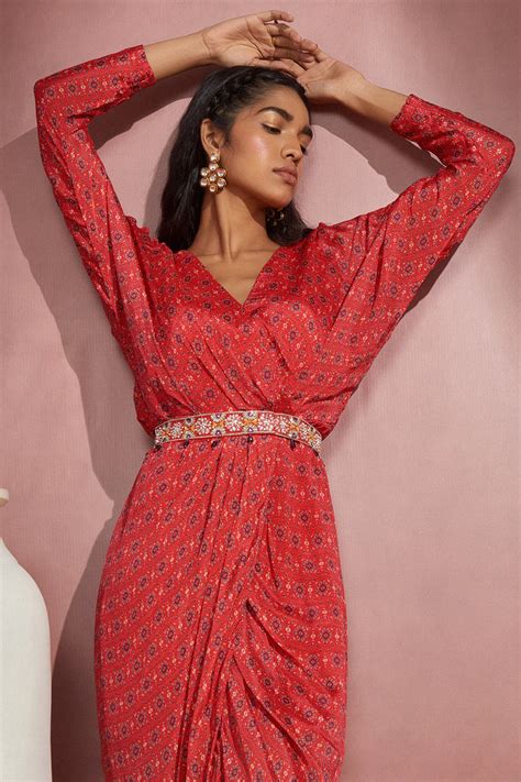 Printed Wrap Dress – Aneesh Agarwaal
