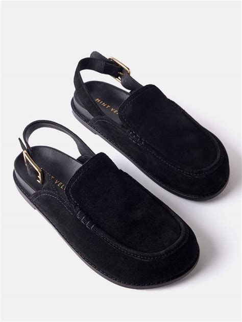 Mint Velvet Suede Slingback Clogs, Black