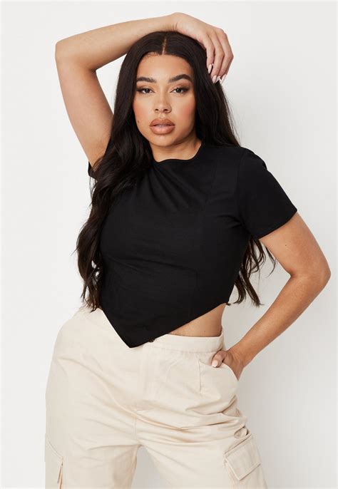 Black Scarf Hem Regular Tee – Offduty India