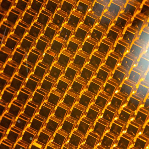 Download wallpaper 3415x3415 cubes, glow, golden, glare, structure ...