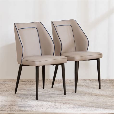 Buy (Refurbished) Marcello Set of 2 Faux Leather Dining Chairs - Beige ...