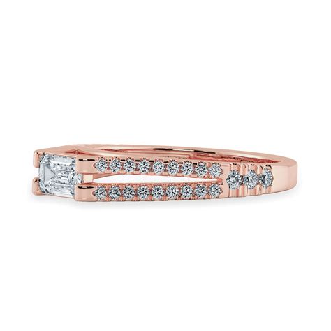 Buy 0.30cts. Emerald Cut Solitaire Diamond Split Shank 18K Rose Gold ...