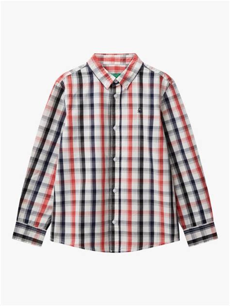 Benetton Kids' Check Long Sleeve Shirt, Multi