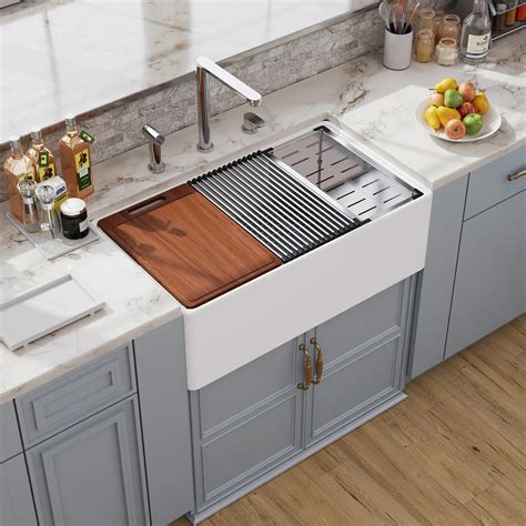 30 White Farmhouse Sink Workstation, Hugsleek Undermount Farm Kitchen ...