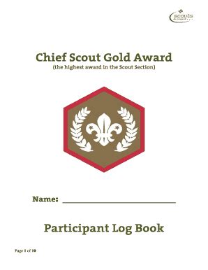 Chief Scout Gold Award Participant Log Book - Blank Fillable Template ...