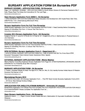 Fillable Online BURSARY APPLICATION FORM SA Bursaries PDF. BURSARY ...