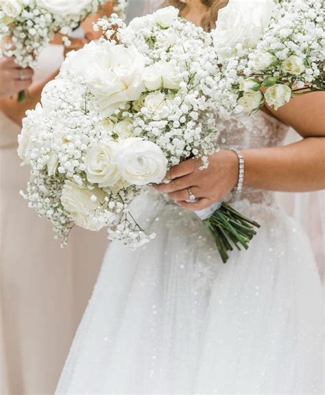 Classic Elegance: White Roses and Baby’s Breath Wedding Florals | Babys ...