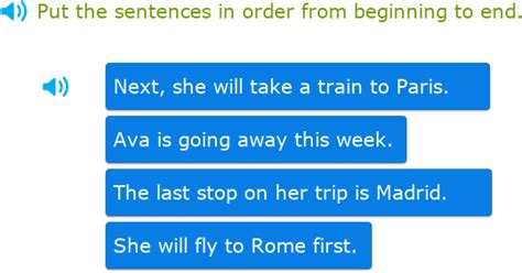 IXL - Put the sentences in order (Class I English practice)