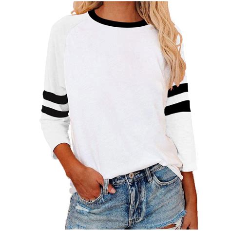 Raglan Sleeve Baseball Tee Shirts for Women Soft Sports 3/4 Sleeve ...
